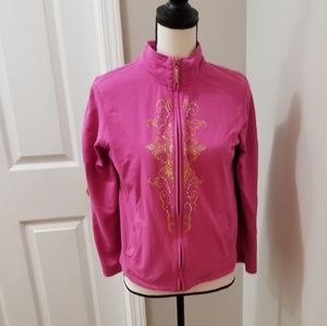Onque Casuals sz L Pink jacket with gold scroll